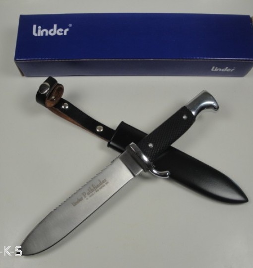 Linder Pathfinder Knife With Back Saw & Metal Sheath