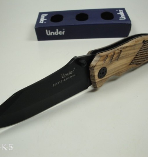 Linder Tactical Folding Pocket Knife With Zebrano Wood